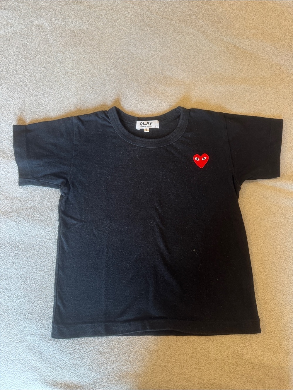 Comme des Garçons PLAY Black Kids Tee with Red Heart